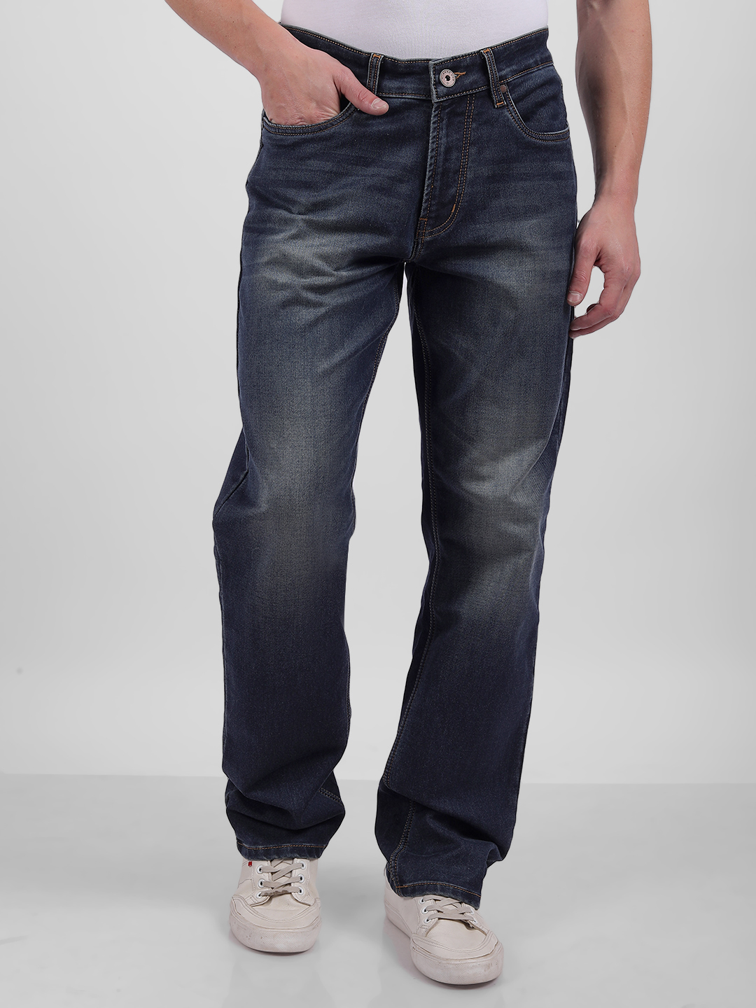 Numero Uno Men Faded Dark Blue Jeans
